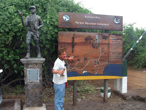 Andres at the entrance to the Charles Darwin Research Station on the island of Santa Cruz in the Galapagos Islands.